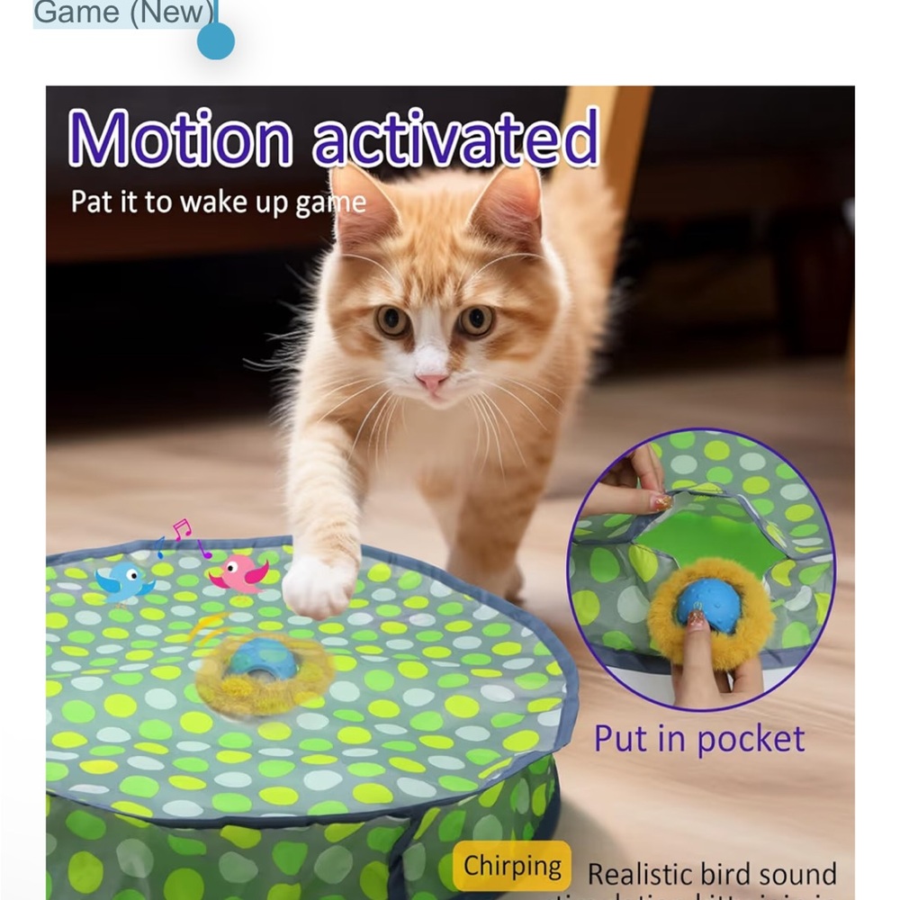 NIB Interactive Cat Toy Rolling Ball Motion Activated Chirping with Hide & Seek - Picture 9 of 9